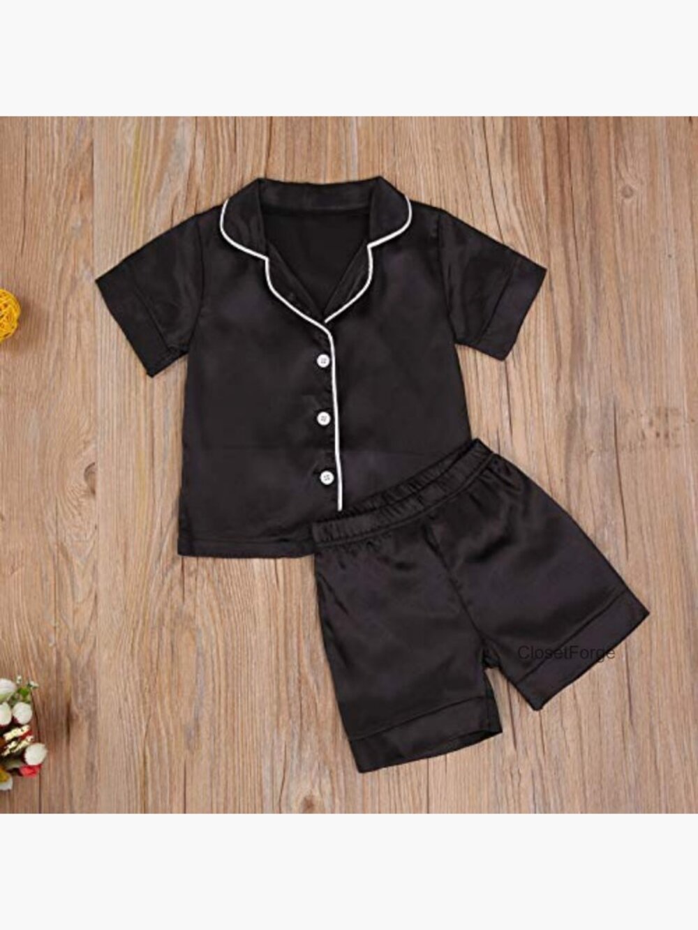Baby Girls Boys Silk Pajamas Set Short Sleeve Button Down Tops Shorts Satin - Picture 3 of 6